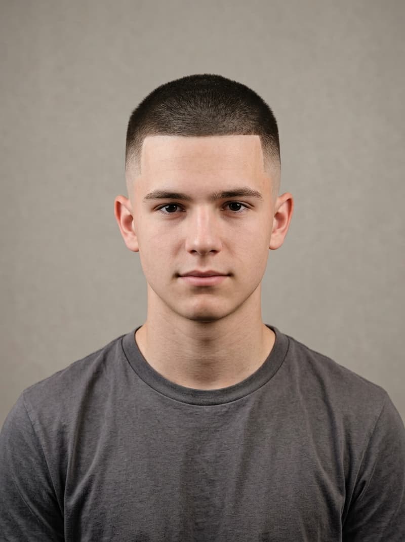 High & Tight haircut — Very short sides taken high with a small patch of length on top