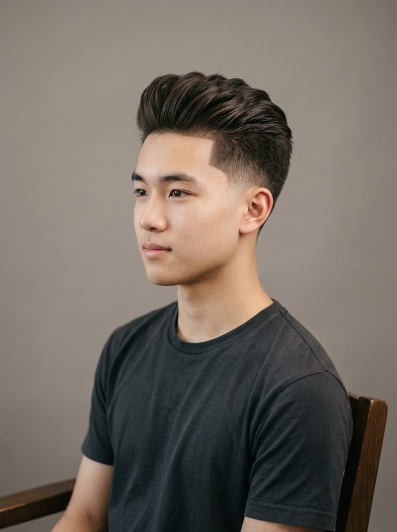 Quiff haircut — Volume up front with tapered sides — the quiff is classic but modern