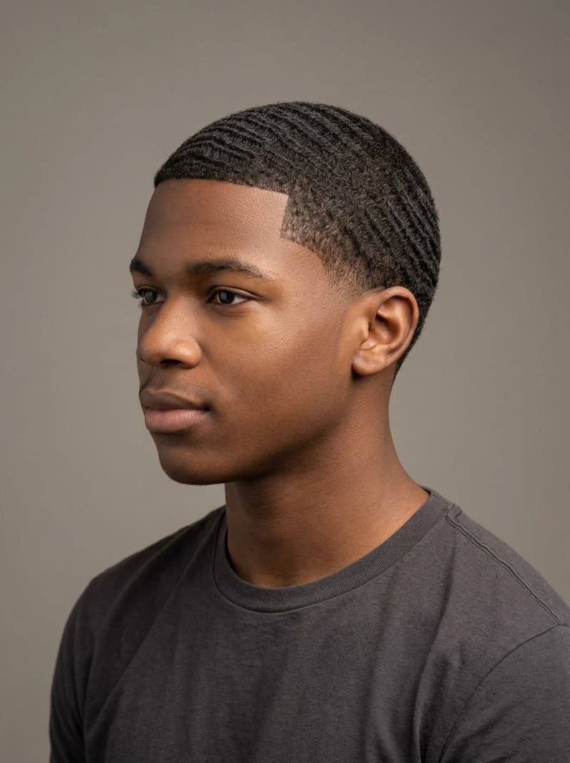 360 Waves haircut — The rippled 360 wave pattern — created by training coily hair with daily brushing, not by the clippers alone
